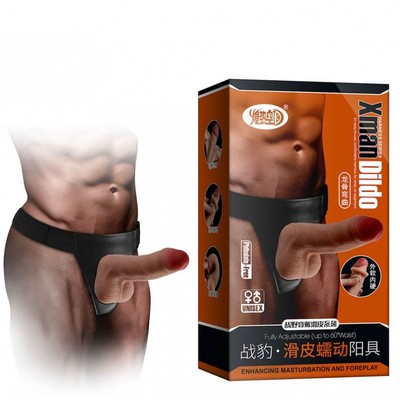 Xman Dildo - Cinta Peniana Ajustável com Prótese, Possui Glande Definida, Vértebra, Veias, Suaves, Escroto e Ventosa - Veste até o M