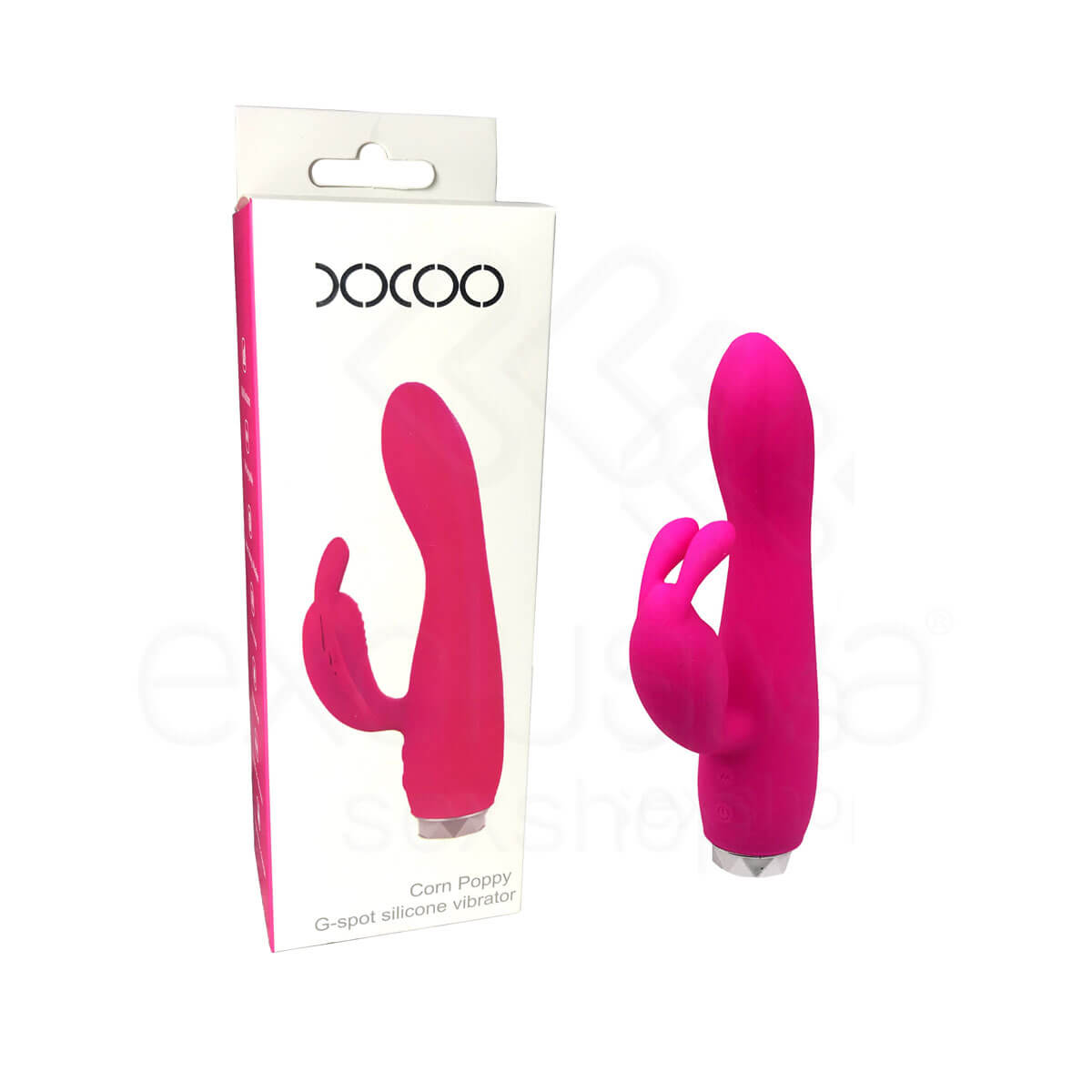 XXOO Corn Poppy - Vibrador de Ponto G e Estimulador de Clitóris no Formato de Coelho com 10 Modos de Vibração - 12 x 3,1 cm | Cor: Pink - 1