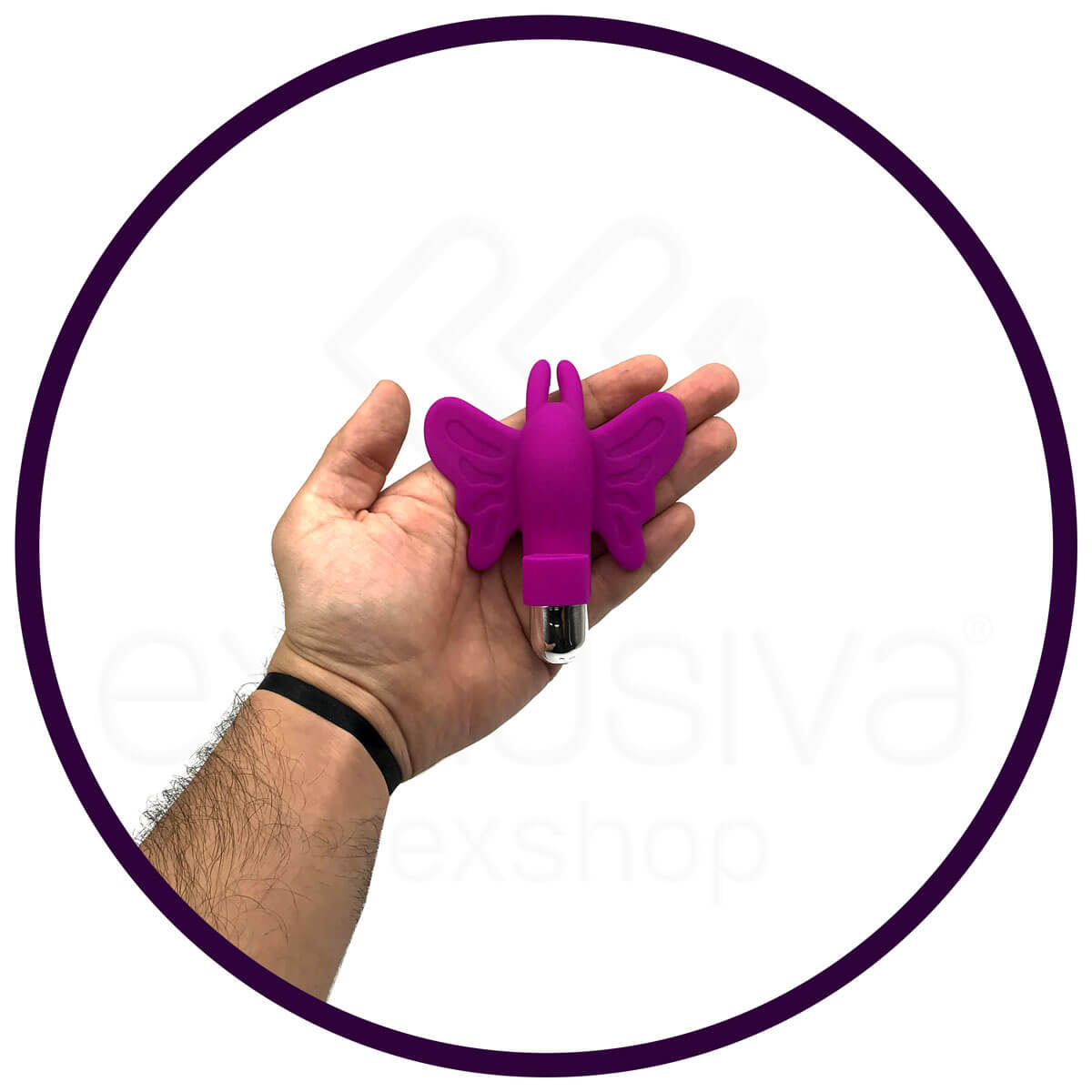 XXOO Fingertip Butterfly - Dedeira Estimuladora de Clitóris com Formato de Borboleta e 10 Modos de Vibração - 11 x 9 cm | Cor: Roxo - 3