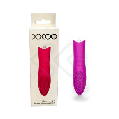 Foto 1 do produto Estimulador de Clitóris em Silicone com Cerdas Massageadoras, Textura Anelar e Vibração Única - XXOO Honey Tongue G-Spot Silicone Vibrator - 10 x 3 cm | Cor: Roxo