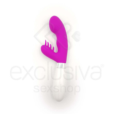 Foto 2 do produto Vibrador Estimulador de Ponto G e Clitóris com Cerdas Massageadoras e 10 Modos de Vibração -XXOO - 9,2 x 3,3 cm | Cor: Roxo
