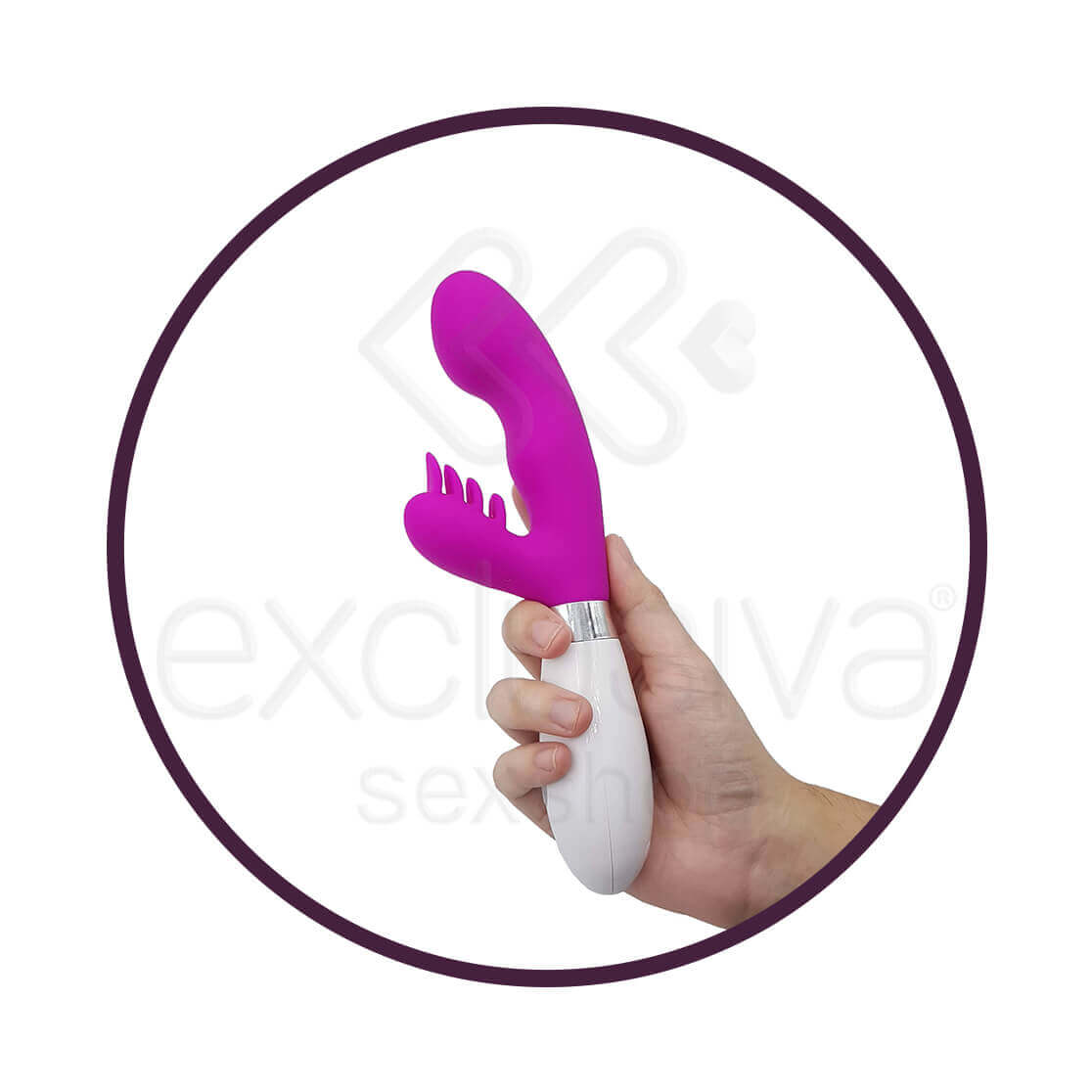 Vibrador Estimulador de Ponto G e Clitóris com Cerdas Massageadoras e 10 Modos de Vibração -XXOO - 9,2 x 3,3 cm | Cor: Roxo - 5