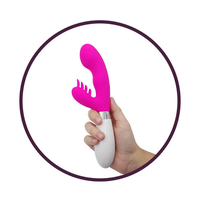 Foto 5 do produto Vibrador Estimulador de Ponto G e Clitóris com Cerdas Massageadoras e 10 Modos de Vibração - XXOO - 9,2 x 3,3 cm | Cor: Rosa