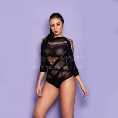 Yaffa Lingerie - Body em arrastão com diferentes formas
