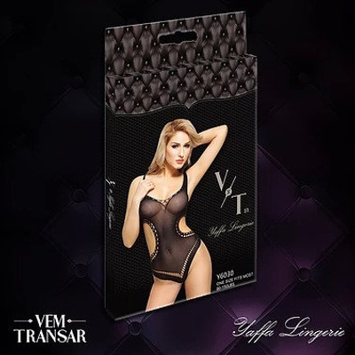 Foto 1 do produto Yaffa Lingerie by Vem Transar - Body sem Costura em Microfibra com Aberturas Sensuais | Cor: Preto