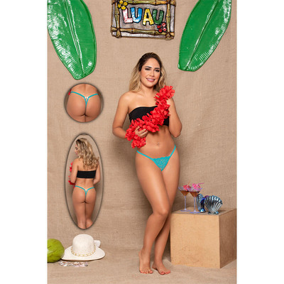 Foto 2 do produto Calcinha Fio Dental em Renda Floral com Detalhe de Strass - Yaffa Lingerie | Tamanho Único | Disponível em 7 Cores