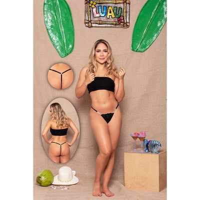 Foto 3 do produto Yaffa Lingerie - Calcinha Fio Dental em Renda Floral com Detalhe de Strass - Tamanho Único | Disponível em 8 Cores