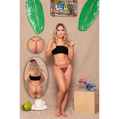 Foto 4 do produto Yaffa Lingerie - Calcinha Fio Dental em Renda Floral com Detalhe de Strass - Tamanho Único | Disponível em 8 Cores