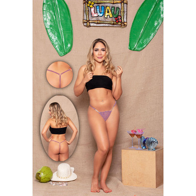 Foto 5 do produto Yaffa Lingerie - Calcinha Fio Dental em Renda Floral com Detalhe de Strass - Tamanho Único | Disponível em 8 Cores