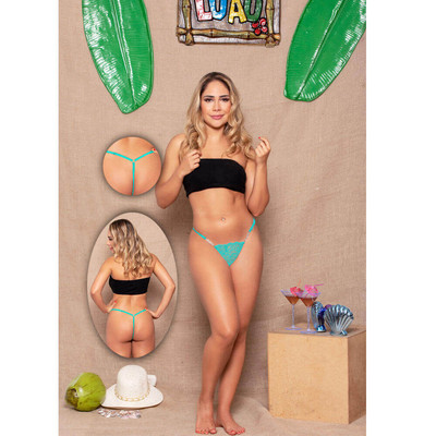 Foto 6 do produto Yaffa Lingerie - Calcinha Fio Dental em Renda Floral com Detalhe de Strass - Tamanho Único | Disponível em 8 Cores