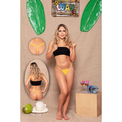 Foto 7 do produto Yaffa Lingerie - Calcinha Fio Dental em Renda Floral com Detalhe de Strass - Tamanho Único | Disponível em 8 Cores
