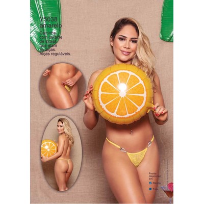 Yaffa Lingerie - Calcinha Fio Dental com Renda Floral Fecho Frontal Ajustável - Tamanho Único | Disponível em 6 Cores