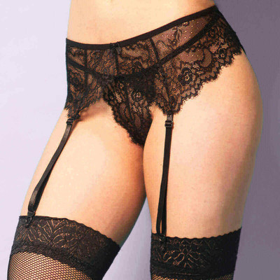 Foto 1 do produto Yaffa Lingerie - Cinta Liga em Renda Floral | Cor: Preto