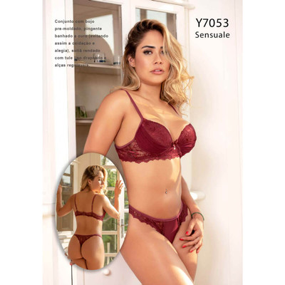 Foto 5 do produto Yaffa Lingerie - Conjunto em Renda e Tule Transparente com Pingente | Disponível em 3 Cores e 4 Tamanhos