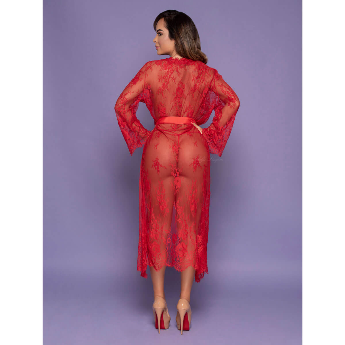 Robe em Tule com Renda e Mangas Longas - Yaffa Lingerie Deluxe Edition | Tamanho Único | Disponível em 3 Cores - 9