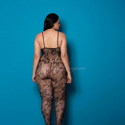 Foto 4 do produto Yaffa Lingerie - Macacão com Decote Trançado - Veste do P 36 até o Plus Size 46