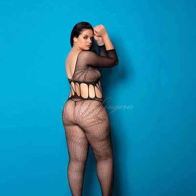 Foto 5 do produto Yaffa Lingerie - Macacão sem Costura com Manga Longa e Recortes - Veste do P 36 até o Plus Size 46 | Cor: Preto