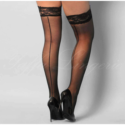 Foto 1 do produto Meia Calça 7/8 com Detalhes em Renda e Risca de Giz - Yaffa Lingerie | Tamanho Único