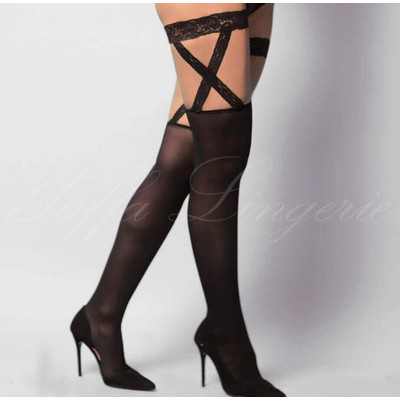 Yaffa Lingerie - Meia Calça 7/8 com Detalhes em Renda e Silicone