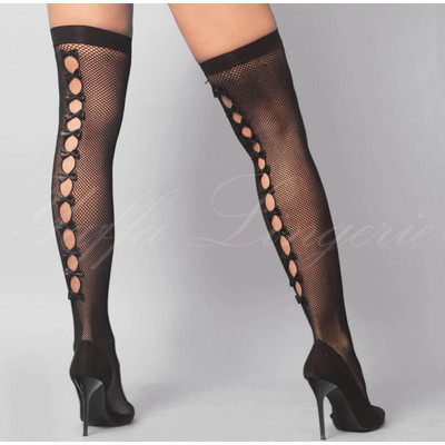 Foto 1 do produto Yaffa Lingerie - Meia Calça Arrastão 7/8 com Espaço Pequeno e Detalhes de Lacinho