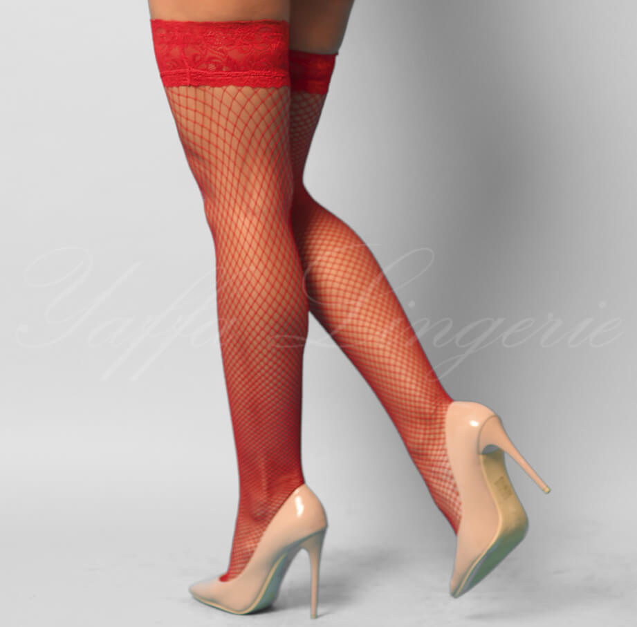 Meia Calça Arrastão 7/8 com Espaço Médio, Detalhes em Renda e Silicone - Yaffa Lingerie Stockings | Disponível em 3 Cores - 2