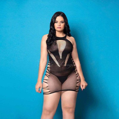 Foto 3 do produto Yaffa Lingerie - Vestido sem Costura com Recortes - Veste do P 36 até o Plus Size 46 | Cor: Preto