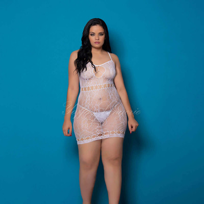 Foto 3 do produto Yaffa Lingerie- Vestido sem Costura Rendado com Recortes - Veste do P 36 até o Plus Size 46 | Disponível em 2 Cores