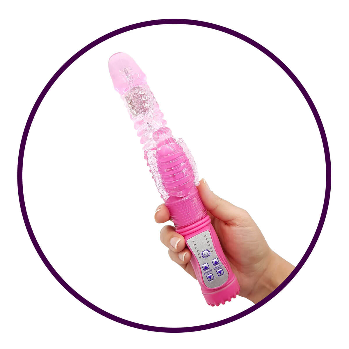 Vibrador Rotativo com 36 Modos de Vibração e Estimulador Clitoriano - You Vibe - 13 x 3,4 cm  | Cor: Rosa - 3