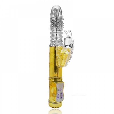 Foto 2 do produto Vibrador Rotativo Recarregável com Estimulador de Clítoris Borboleta, 36 Modos de Vibração e 6 Modos de Velocidade - Youvibe | 11,8 x 3,4 cm | Cor: Dourado