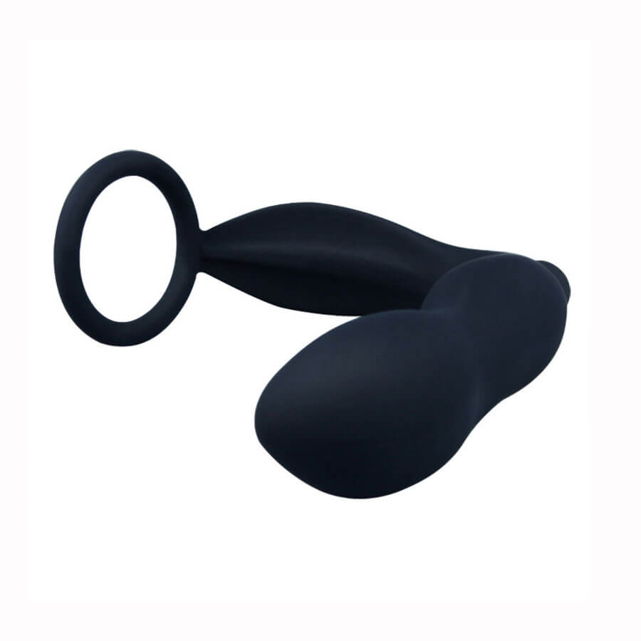 Yuechao New Sextoy - Anel Peniano em Silicone com Plug Anal Cônico, Estimulador de Períneo e Vibração Única - 8,9 x 3,9 cm - 4