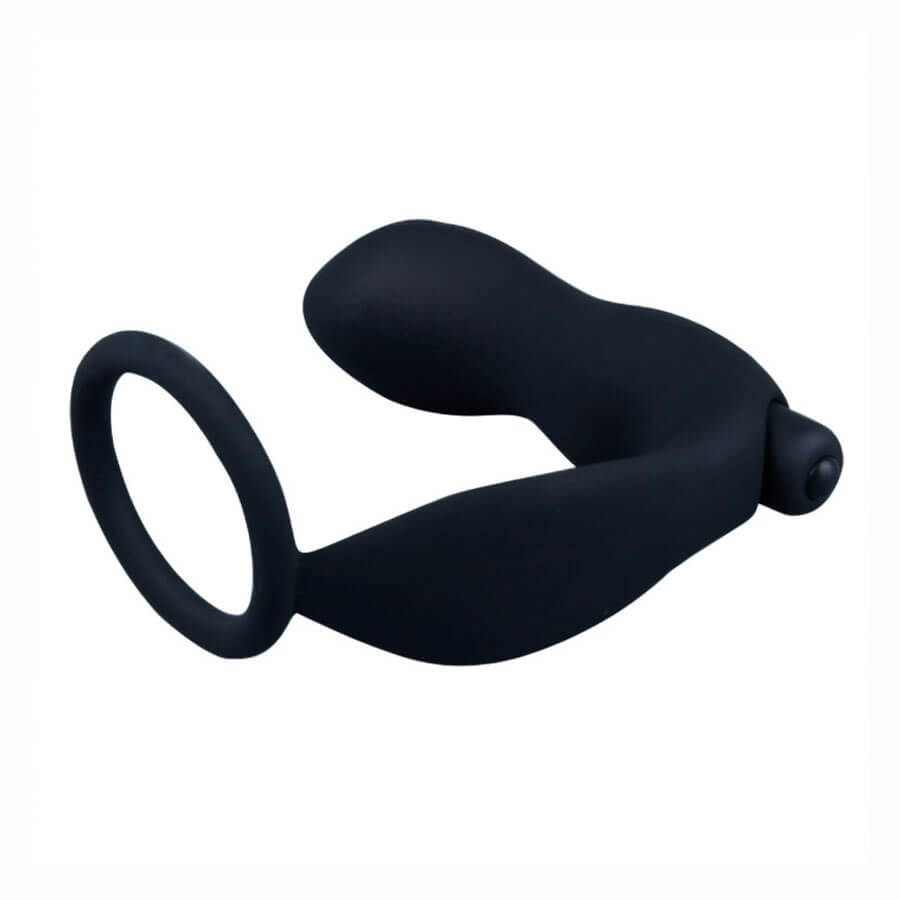 Yuechao New Sextoy - Anel Peniano em Silicone com Plug Anal Cônico, Estimulador de Períneo e Vibração Única - 8,9 x 3,9 cm - 5