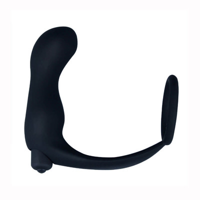 Foto 6 do produto Yuechao New Sextoy - Anel Peniano em Silicone com Plug Anal Cônico, Estimulador de Períneo e Vibração Única - 8,9 x 3,9 cm