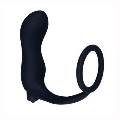 Foto 2 do produto Yuechao New Sextoy - Anel Peniano em Silicone com Plug Anal Cônico, Estimulador de Períneo e Vibração Única - 8,9 x 3,9 cm