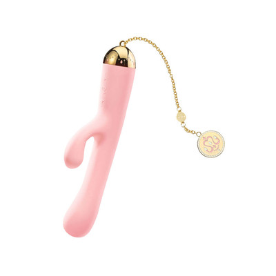 Vibrador Estimulador de Ponto G e Clítoris Recarregável com 8 Modos de Vibrações, Pingente em Ouro 18K e Aplicativo - ZALO Lolita Ichigo - 18,3 x 3 cm | Cor: Rosa