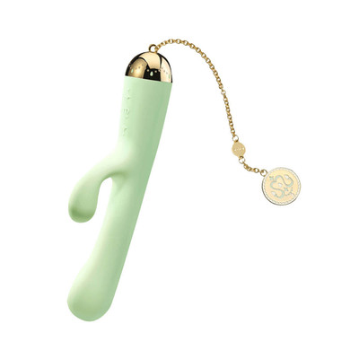 Foto 2 do produto Vibrador Estimulador de Ponto G e Clítoris Recarregável com 8 Modos de Vibrações, Pingente em Ouro 18K e Aplicativo - ZALO Lolita Ichigo - 18,3 x 3 cm | Cor: Verde