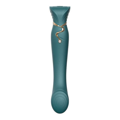 Foto 3 do produto Vibrador Estimulador de Ponto G Recarregável com 8 Modos de Vibração, Auto Aquecimento, Swarovski e Resistência à Água - Zalo Queen PulseWave | Cor: Verde