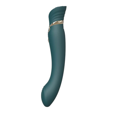 Foto 4 do produto Vibrador Estimulador de Ponto G Recarregável com 8 Modos de Vibração, Auto Aquecimento, Swarovski e Resistência à Água - Zalo Queen PulseWave | Cor: Verde