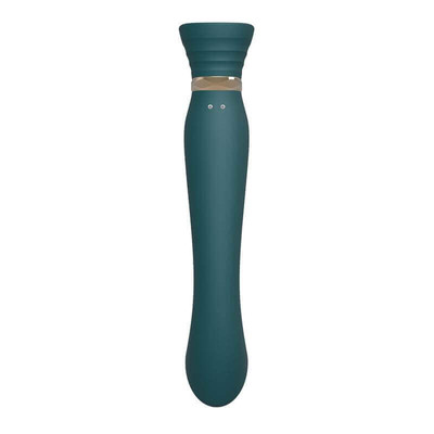 Foto 5 do produto Vibrador Estimulador de Ponto G Recarregável com 8 Modos de Vibração, Auto Aquecimento, Swarovski e Resistência à Água - Zalo Queen PulseWave | Cor: Verde