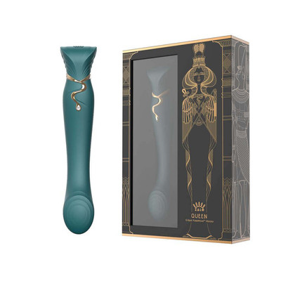 Foto 1 do produto Vibrador Estimulador de Ponto G Recarregável com 8 Modos de Vibração, Auto Aquecimento, Swarovski e Resistência à Água - Zalo Queen PulseWave | Cor: Verde