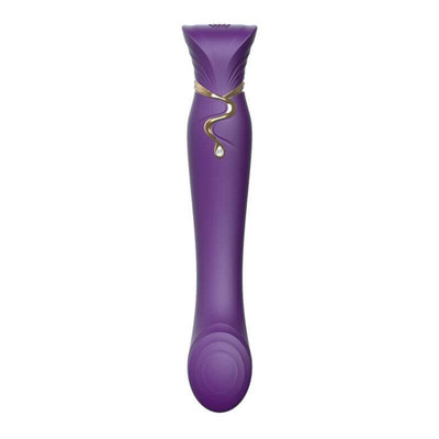 Foto 3 do produto Vibrador Estimulador de Ponto G Recarregável com 8 Modos de Vibração, Auto Aquecimento, Swarovski e Resistência à Água - Zalo Queen PulseWave | Cor: Roxo