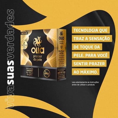 Preservativo Com Sensação Natural da Pele e Sem Látex - 52 mm - Olla Prazer da Pele | 2 Unidades