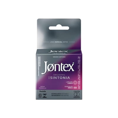Preservativo com Lubrificante, Retardante para o Homem e Estimulante para Mulher - 56 mm - Jontex Orgasmo em Sintonia | 2 Unidades