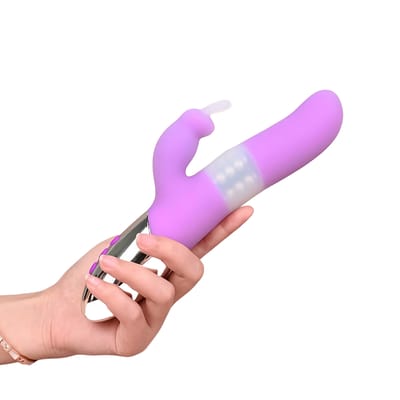 Vibrador Rabbit com Estimulador de Clitóris, 7 Modos de Vibração, Esferas Internas Rotativas e Aquecimento - Yaffa | 10,5 x 3,4 cm