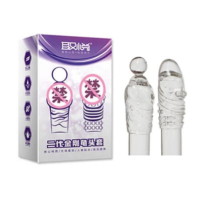Kit com 2 Capas Penianas Extensoras Transparentes com Glande Definida, Cerdas Estimuladoras e Texturas Anelares - Adão & Eva JB | 9,8 x 3,6 cm | 10,1 x 3,5 cm