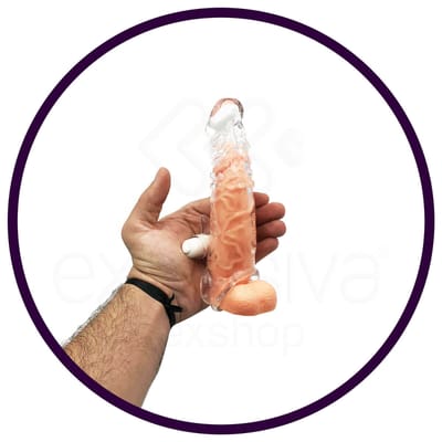 Capa Peniana em Silicone com Texturas Anelar e Cápsula Vibratória em 12 Modos de Vibração - Adão e Eva Tiger Sleeve | 12,7 x 3,7 cm | Disponível em 2 Cores