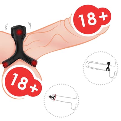 Anel Peniano Duplo em Silicone com 9 Modos de Vibração, Recarregável - Vibrator | 7,2 x 4,3 cm