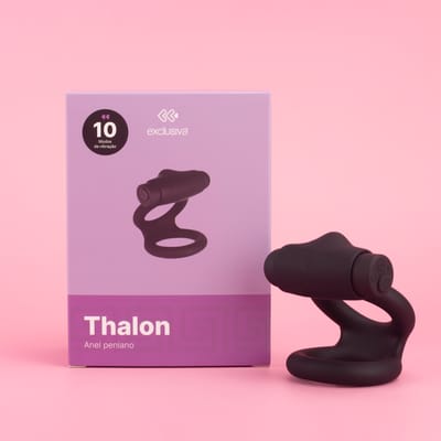 Anel Peniano Duplo em Silicone com Cápsula Vibratória e 10 Modos de Vibração - Exclusiva Thalon