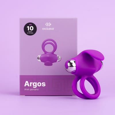Anel Peniano Duplo em Silicone com Estimulador Clitoriano, Cápsula Vibratória e 10 Modos de Vibração - Exclusiva Argos