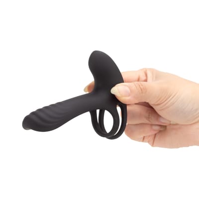 Anel Peniano Duplo em Silicone com Extensor, 9 Modos de Vibração, Controle Remoto Sem Fio e Recarregável - S-Hande Frank-RCT