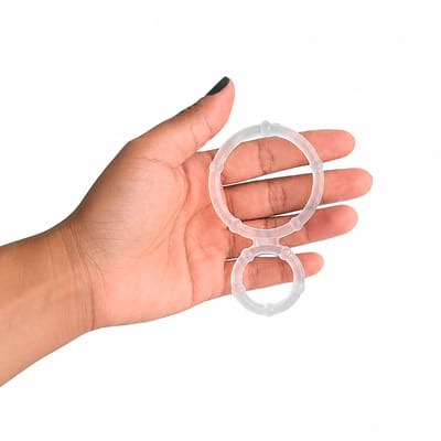Anel Peniano Duplo em Silicone Flexível com Nódulos Massageadores - La Pimienta